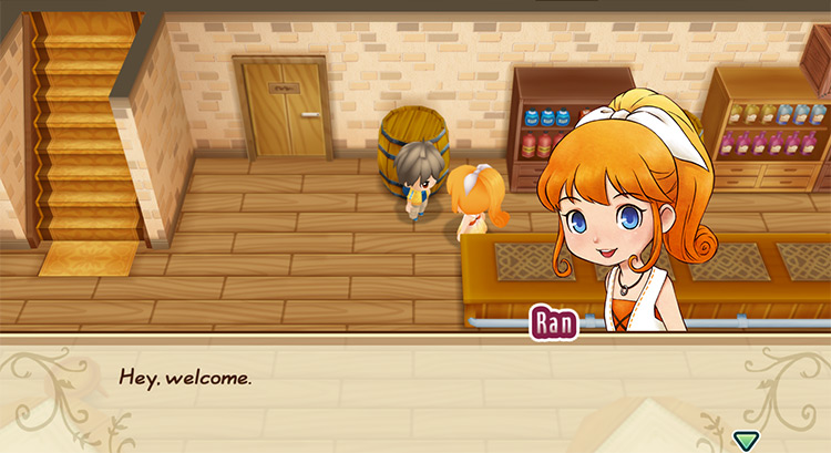 The farmer visits Ran at the inn. / Story of Seasons: Friends of Mineral Town