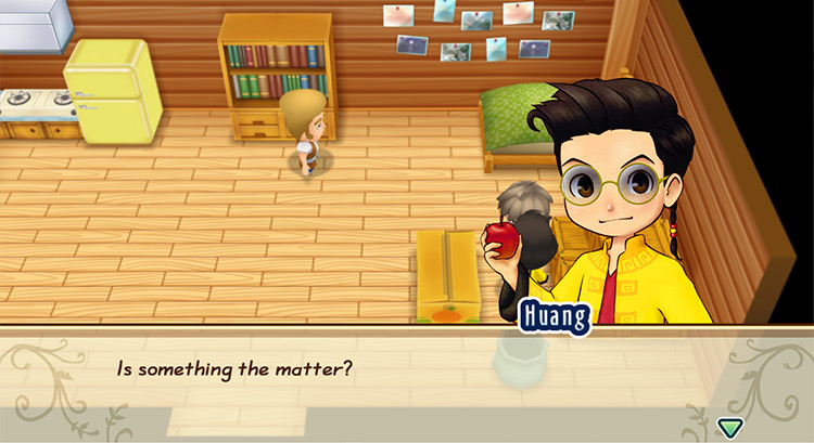 Huang inside Zack’s cabin. / Story of Seasons: Friends of Mineral Town