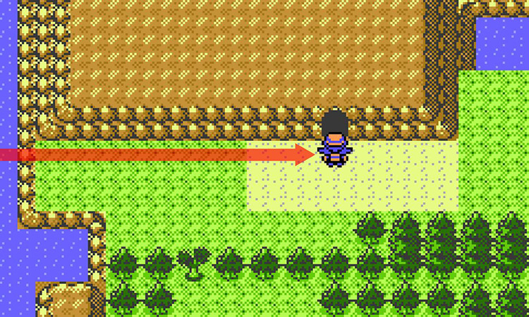 Approaching the middle entrance to Mt. Mortar on Route 42 / Pokémon Crystal