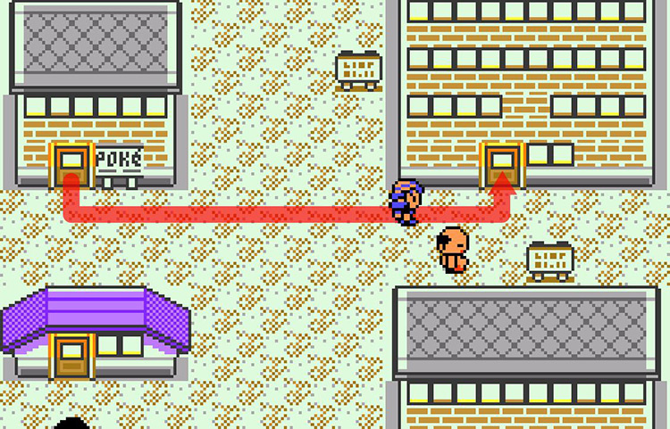 Lavender Town’s Pokémon Center and Radio Station. / Pokémon Crystal