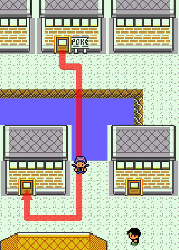 Approaching the Pokémon Fan Club in Vermilion City. / Pokémon Crystal