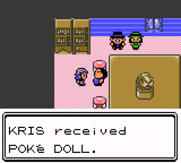 Receiving the PokéDoll from the PokéFan. / Pokémon Crystal