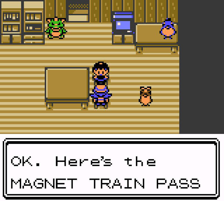 Receiving the Magnet Train Pass. / Pokémon Crystal