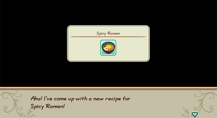 The farmer learns how to cook a dish in the kitchen. / Story of Seasons: Friends of Mineral Town