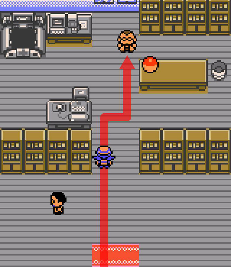 Approaching Prof. Elm in his laboratory. / Pokémon Crystal