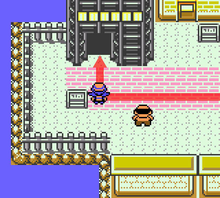 About to enter the Radio Tower in Goldenrod City. / Pokémon Crystal