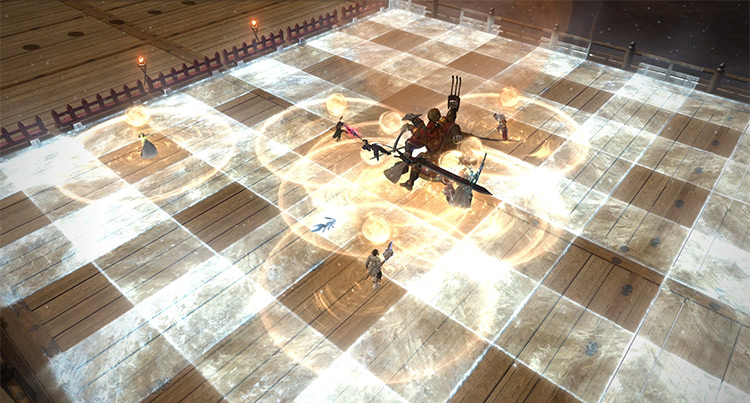 “Yukikaze” criss-cross AoEs with “Gekko” markers on all players / Final Fantasy XIV