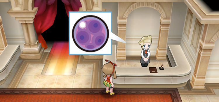 A Toxic Orb at the Maison Exchange Counter (Pokémon Omega Ruby)