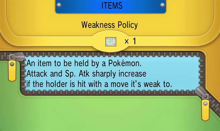 In-game details for Weakness Policy / Pokémon ORAS
