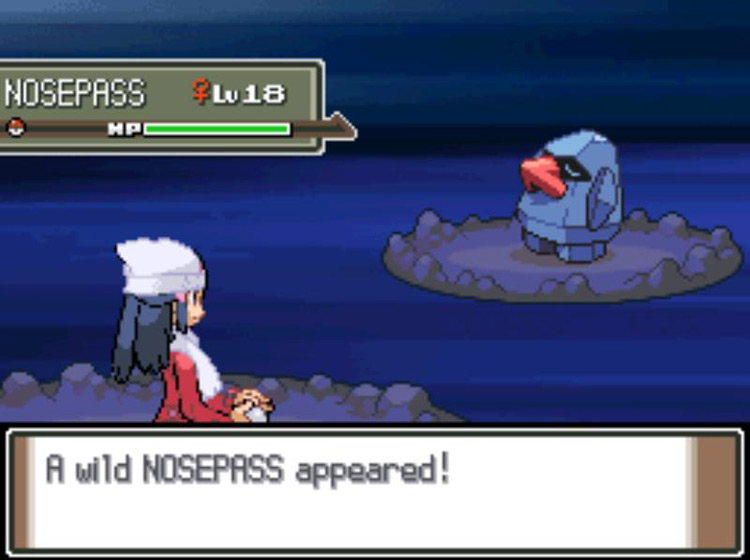 Finding a wild Nosepass in Mt. Coronet. / Pokémon Platinum