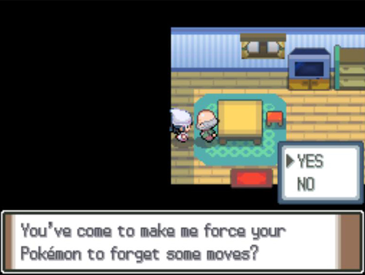 Asking the Move Deleter to remove a Pokémon’s move. / Pokémon Platinum