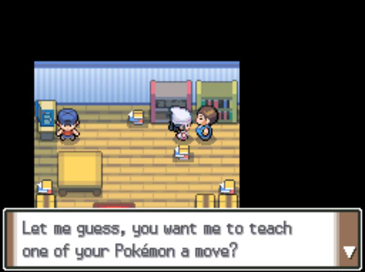 Asking the Move Reminder to help a Pokémon relearn a move. / Pokémon Platinum