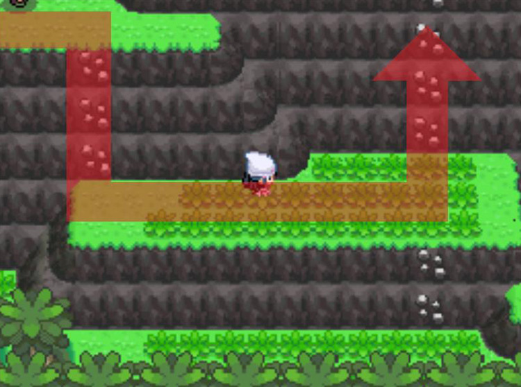Climbing the next rocky wall. / Pokémon Platinum