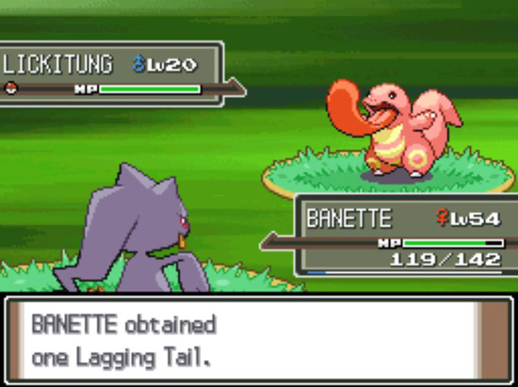Stealing the Lagging Tail using Trick. / Pokémon Platinum