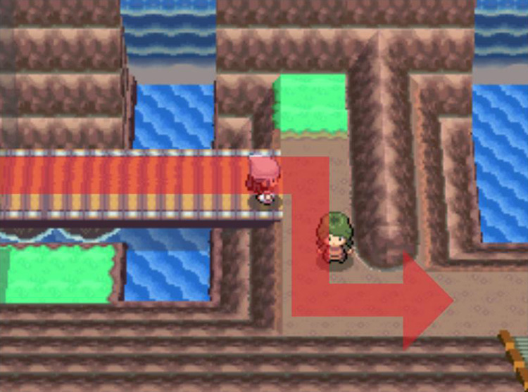Passing the Ace Trainer and moving east. / Pokémon Platinum