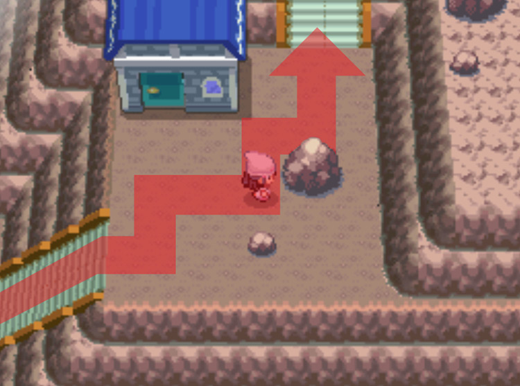 Passing the house and heading upstairs. / Pokémon Platinum