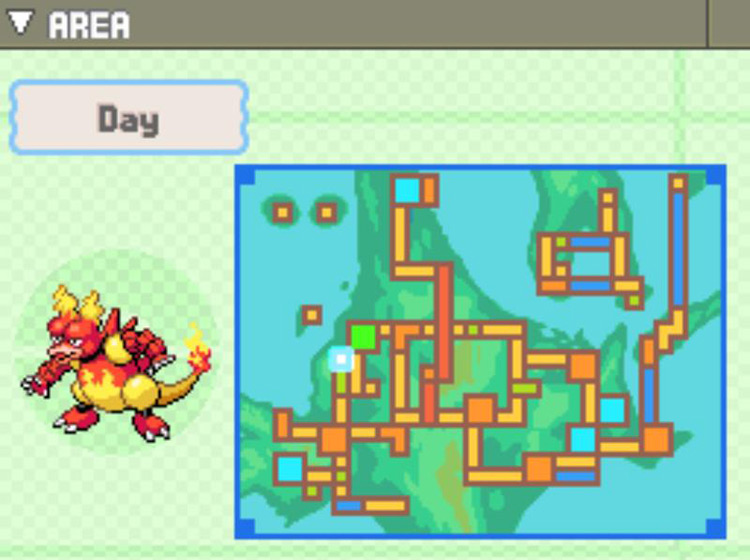 Magmar’s location according to the Pokédex. / Pokémon Platinum