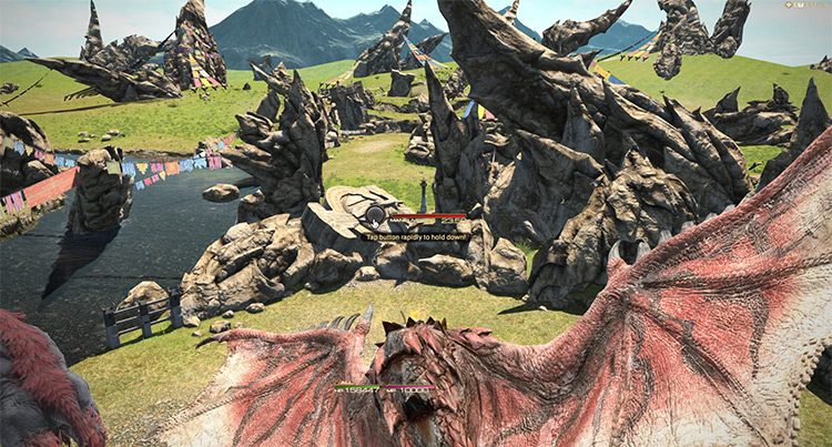 Active Time Maneuver is activated as the player mounts the boss / Final Fantasy XIV