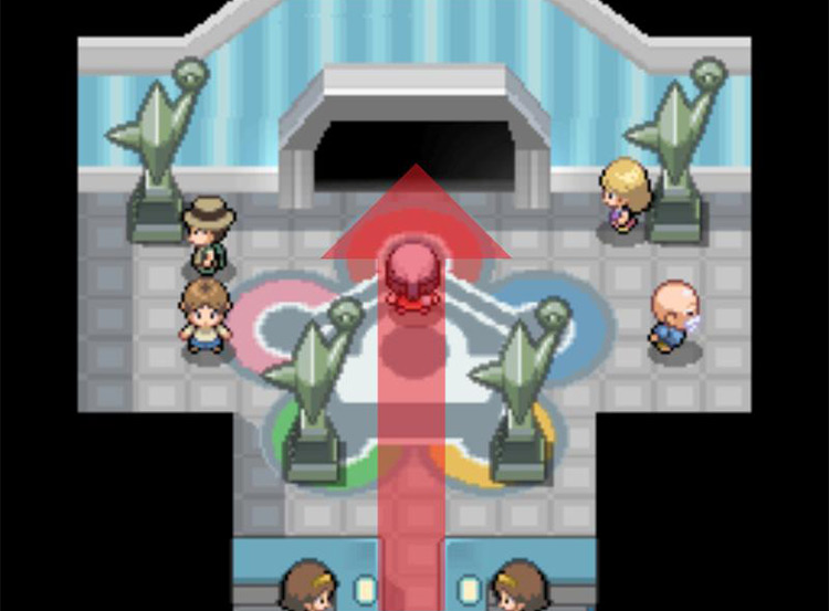 Passing northward through the Battle Frontier’s Entrance Hall. / Pokémon Platinum