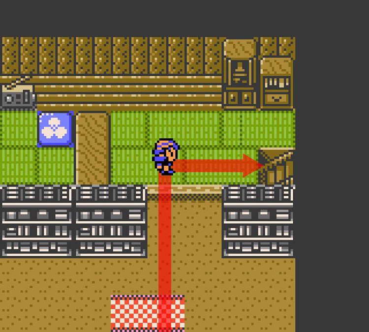 Entering the Team Rocket HQ beneath the Souvenir Shop at Mahogany Town / Pokémon Crystal