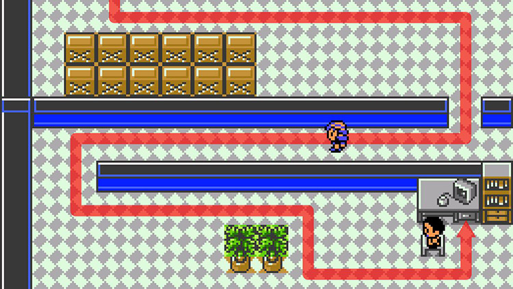 Path toward the computer controlling the security system (Persian statues) / Pokémon Crystal
