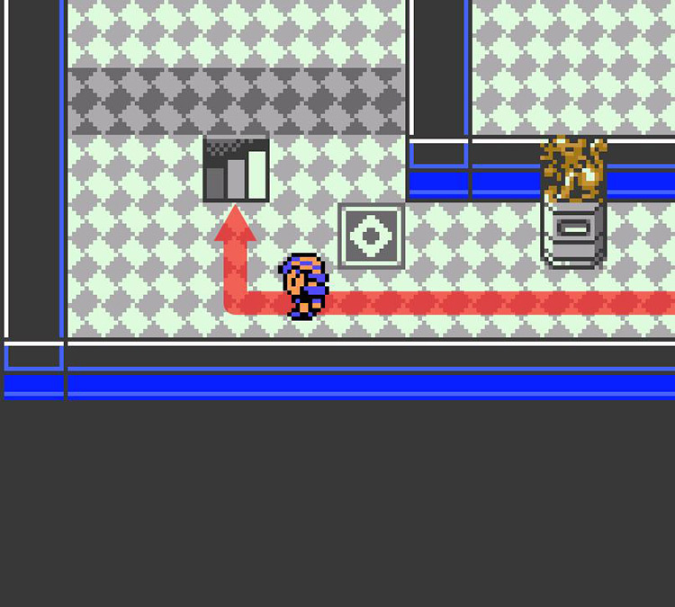 Approaching the stairs leading down to B2F (south) / Pokémon Crystal