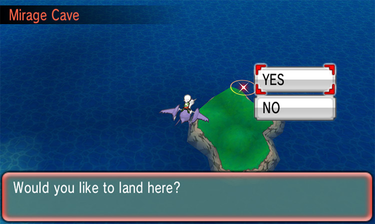 Finding a Mirage Cave while soaring / Pokémon ORAS