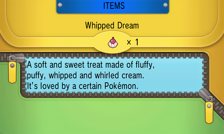 In-game details for Whipped Dream / Pokémon ORAS