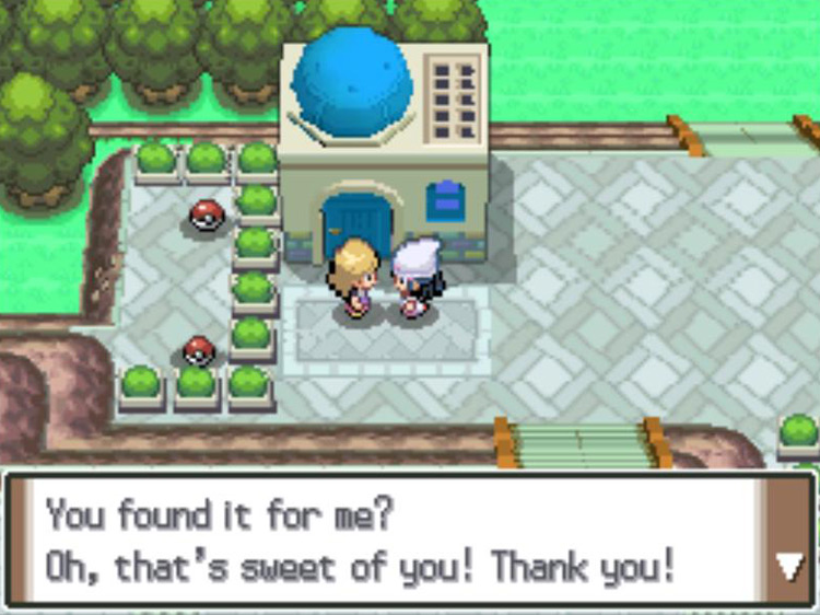 Being thanked for returning the woman’s Suite Key. / Pokémon Platinum