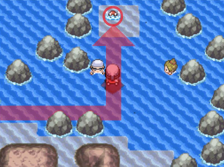 Turning north to approach the Water Stone / Pokémon Platinum