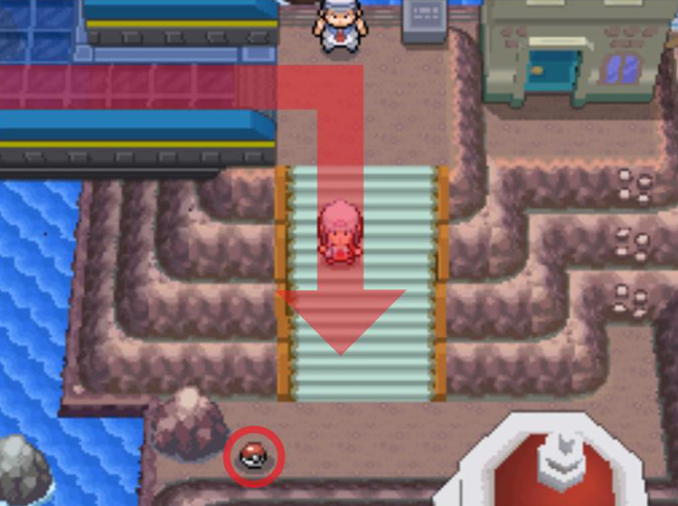 Approaching the Thunderstone at the bottom of the stairs / Pokémon Platinum
