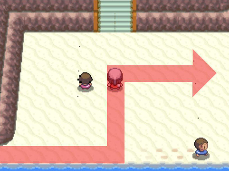 Making a right turn at the staircase / Pokémon Platinum