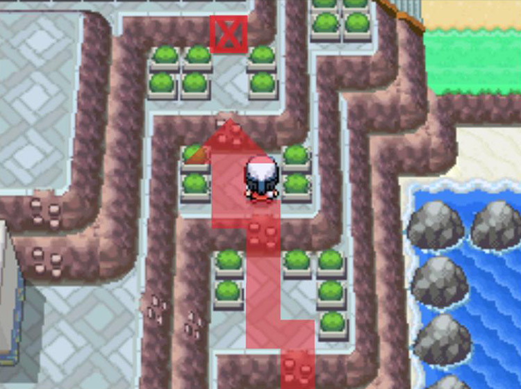 Climbing up the rocky walls of the terraces / Pokémon Platinum