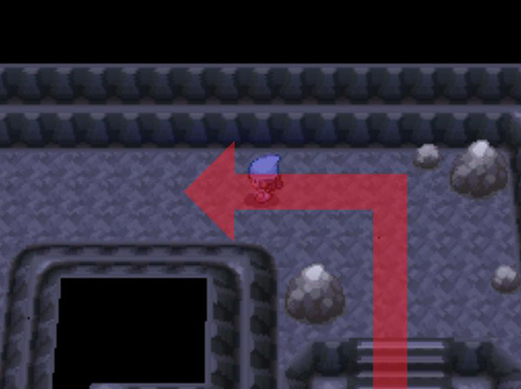 Making a left at the top of the stairs / Pokémon Platinum