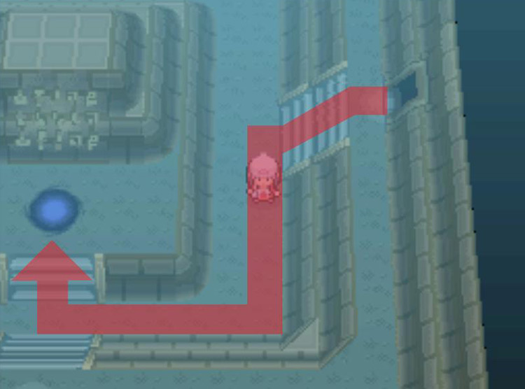 Approaching the portal to the Distortion World in Giratina’s room. / Pokémon Platinum