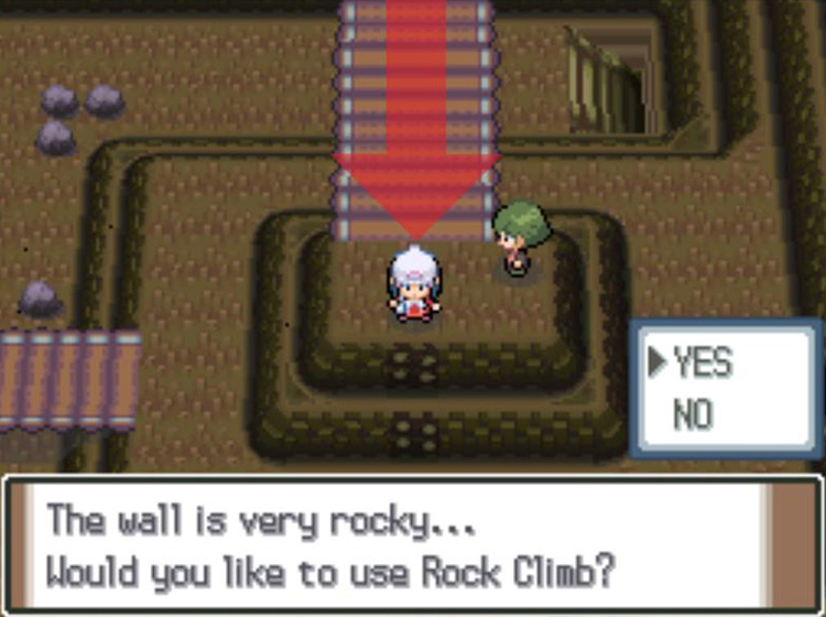 Using Rock Climb at the rock wall / Pokémon Platinum