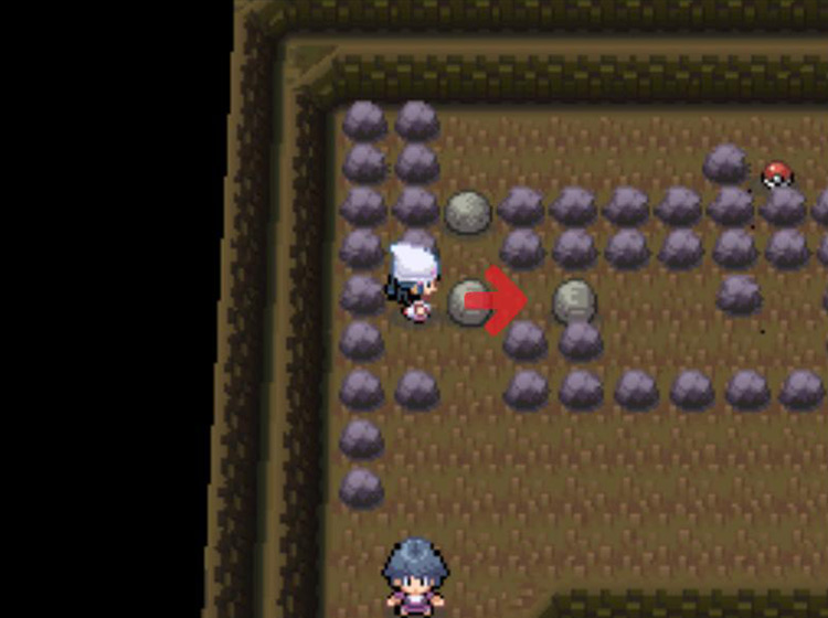 Finagling the boulder into a space to the east / Pokémon Platinum