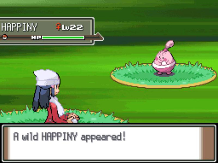 Encountering a wild Happiny in the Trophy Garden / Pokémon Platinum