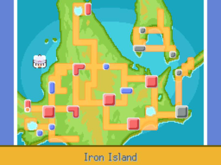 A Shiny Stone’s location on the Town Map / Pokémon Platinum