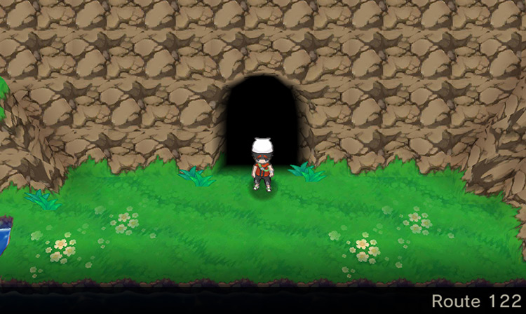 Standing by the entrance of Mt. Pyre on Route 122 / Pokémon ORAS