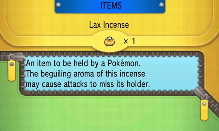 Viewing the Lax Incense in-game / Pokémon ORAS