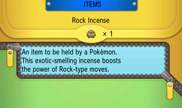 Viewing the Rock Incense in-game / Pokémon ORAS