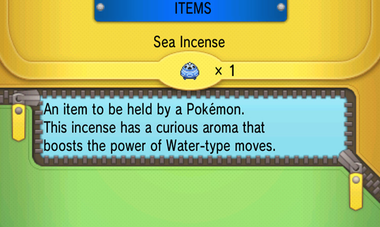 Viewing the Sea Incense in-game / Pokémon ORAS