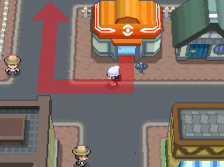 Heading to the northern end of Eterna City from the Pokémon Center. / Pokémon Platinum