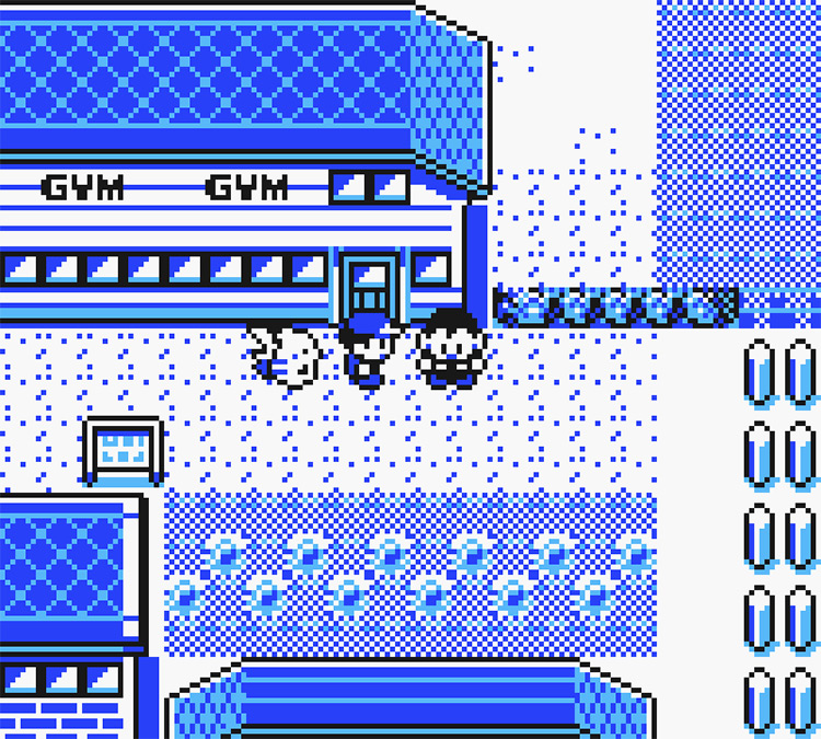 In front of the Cerulean City Gym’s front door / Pokémon Yellow