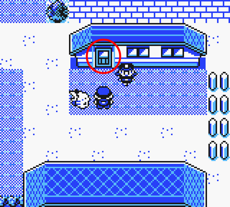 Standing in front of the robbed house in Cerulean City / Pokémon Yellow
