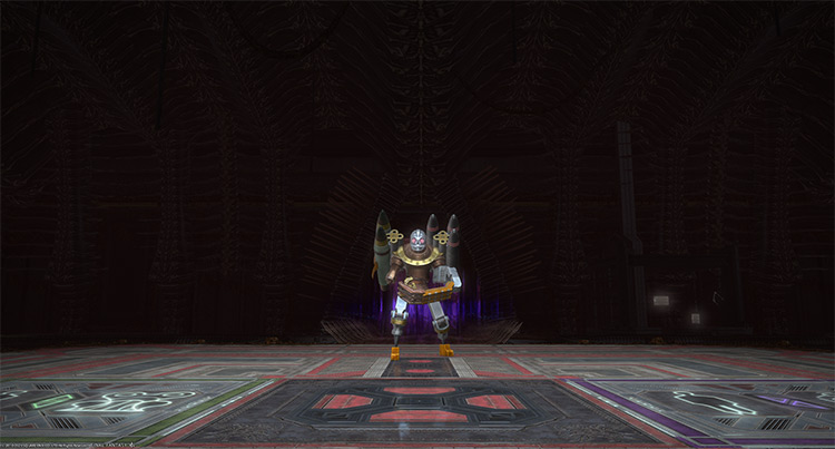 Dr. Lugae inside his monstrous contraption / Final Fantasy XIV