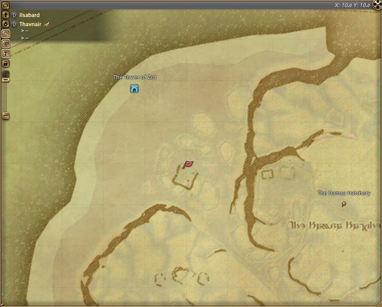 Nahbdeen’s map location in Thavnair / Final Fantasy XIV