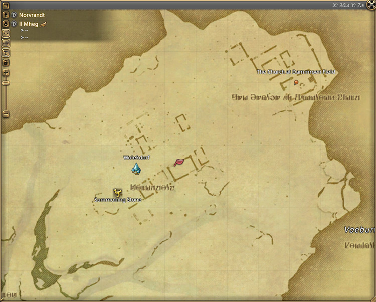 Seto’s map location in Il Mheg / Final Fantasy XIV