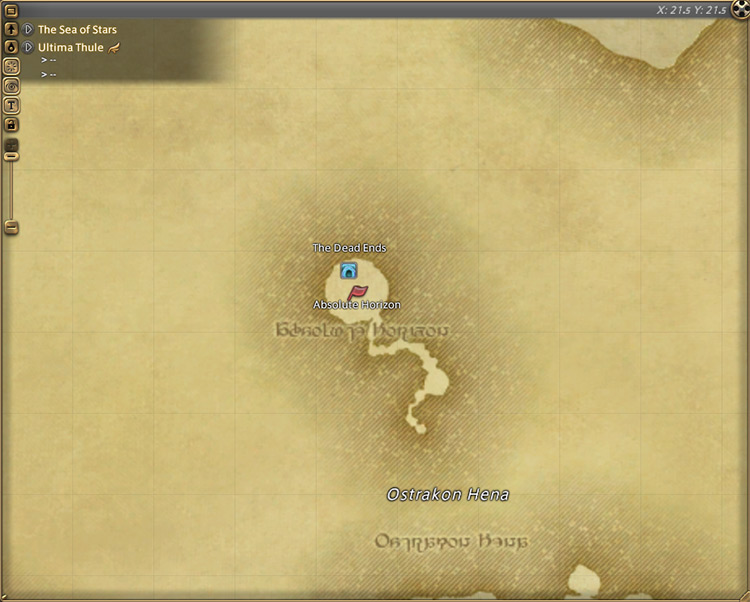 Alphinaud’s map location in Ultima Thule / Final Fantasy XIV